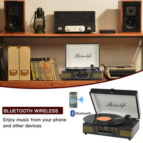 Retrolife portable suitcase design with built-in handle for on-the-go listening