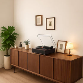 Anti-resonant base design of the Retrolife record player helps preserve sound quality