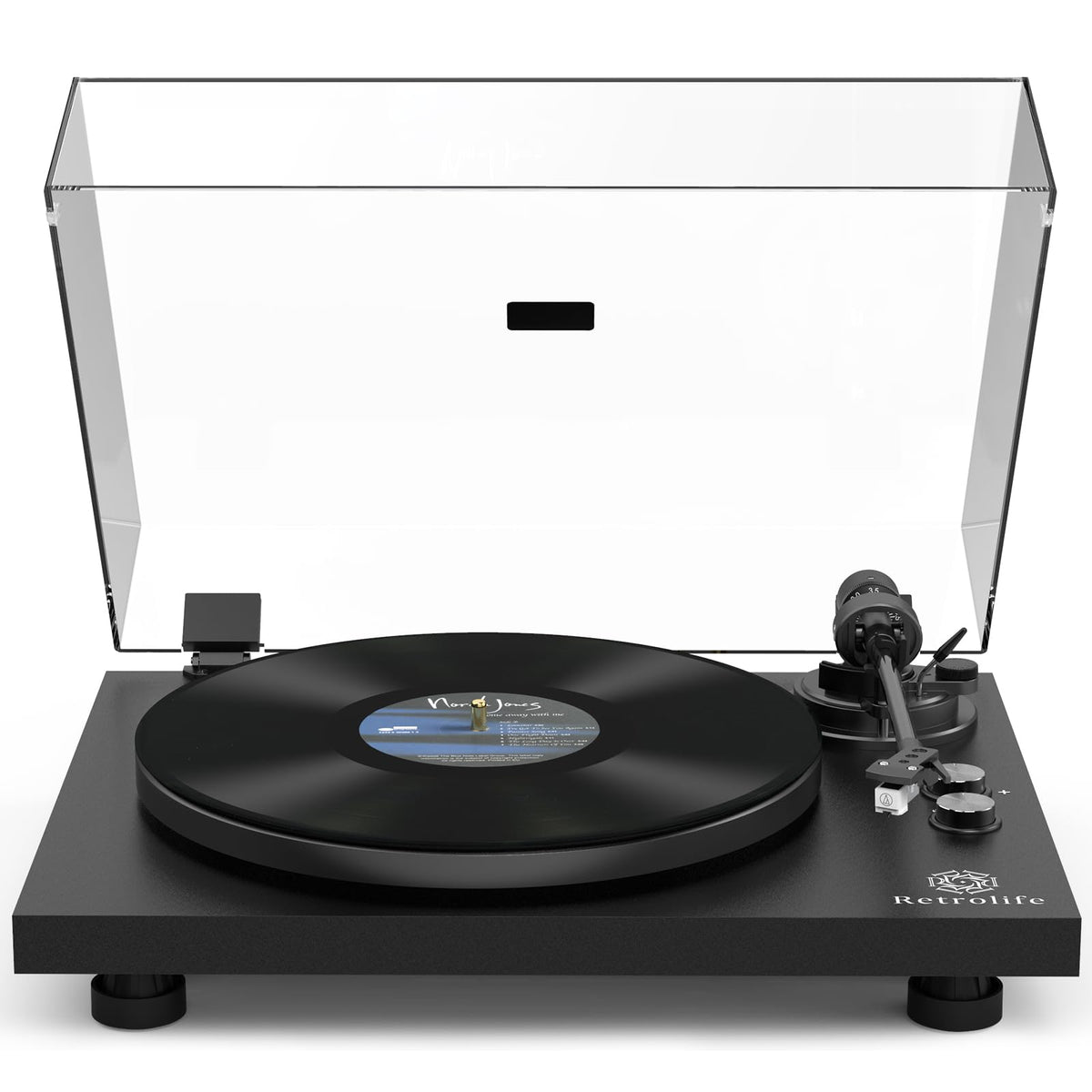 Retrolife record player front view for stylish living room setup and easy listening