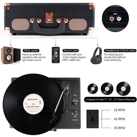 Retrolife three-speed dial demonstrating 33/45/78 RPM compatibility