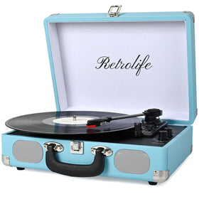 Retrolife suitcase front view showing vintage PU leather and handle, easy portability benefit