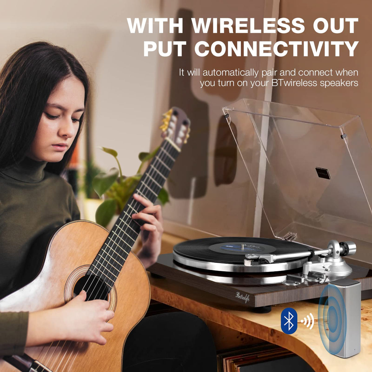 Retrolife turntable adjustable counterweight ensures smooth playback and record protection