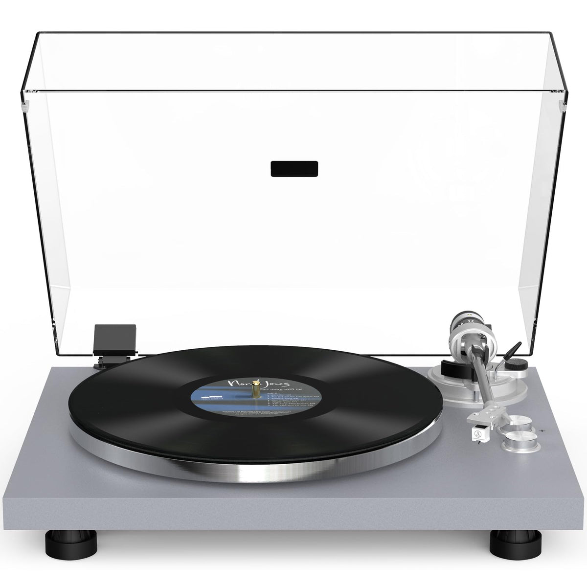 Retrolife turntable with carbon fiber tonearm for stable, vibration-minimized playback