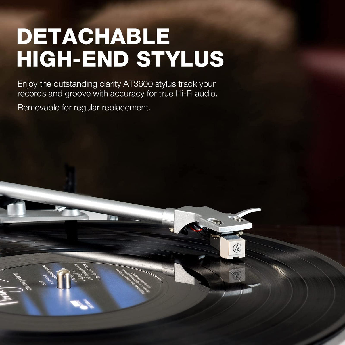 Retrolife turntable wireless output with Bluetooth enables cable-free speaker setup
