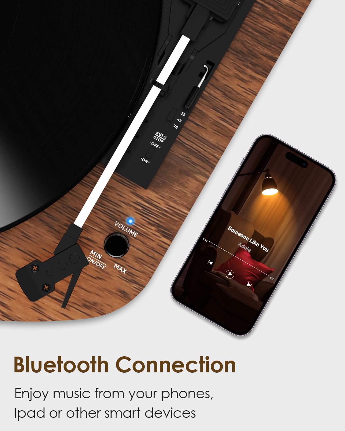 Belt-drive turntable with AT-3600L cartridge ensures precise groove tracking.