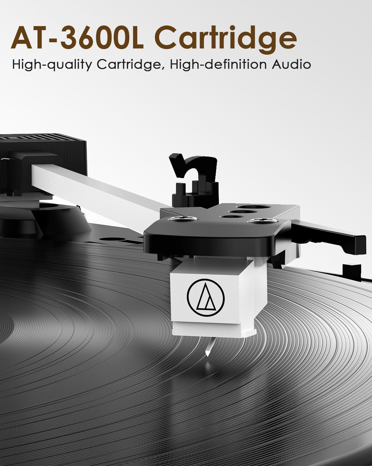 Retrolife vinyl player side view highlighting the belt-drive mechanism.