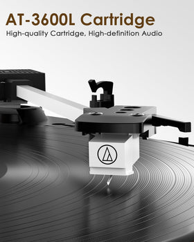 Retrolife vinyl player side view highlighting the belt-drive mechanism.