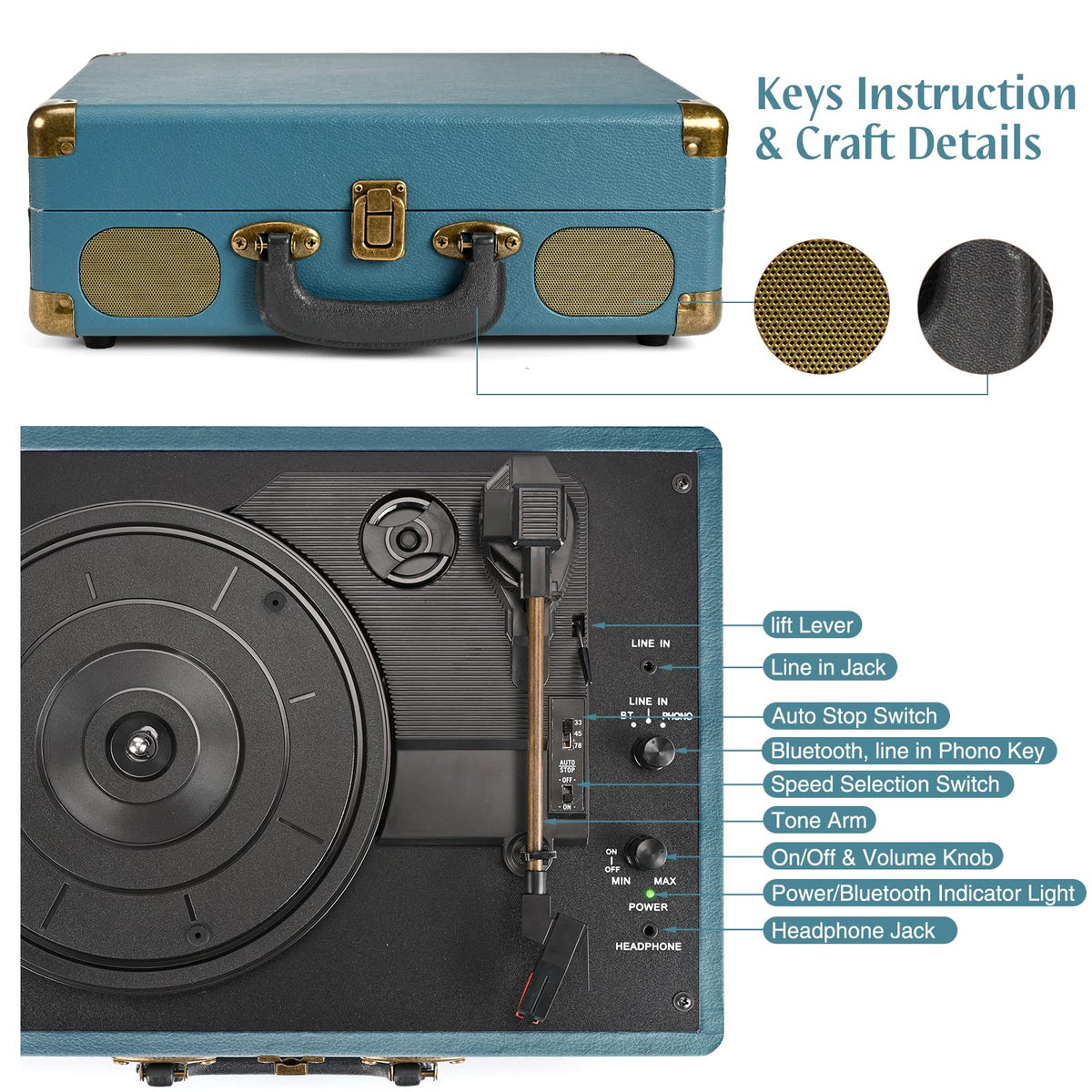 Built in speakers in coral blue model provide ready to use audio