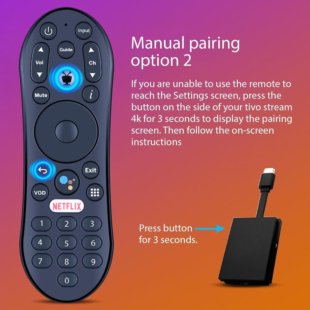RETROSUN remote packaging shows contents including one voice remote.