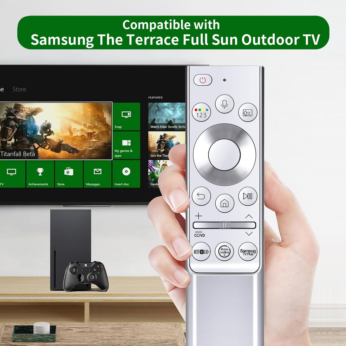 RETROSUN BN59-01346A remote back view highlighting ergonomic design.