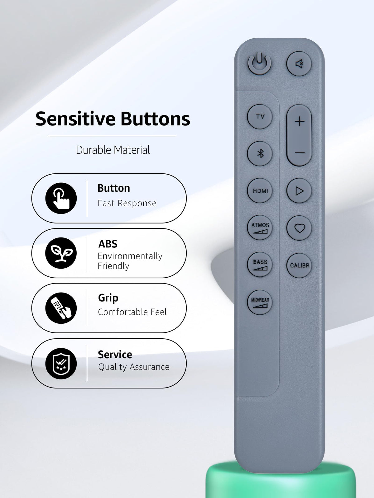 RETROSUN remote in use with JBL soundbar enabling immediate control