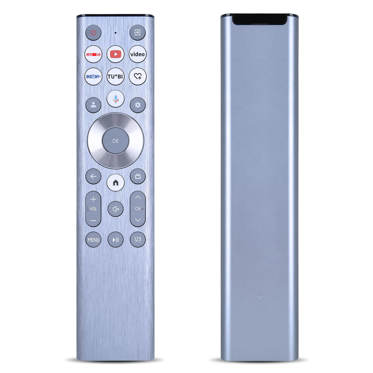 RETROSUN remote front view showing full button layout and ergonomic shape for easy control