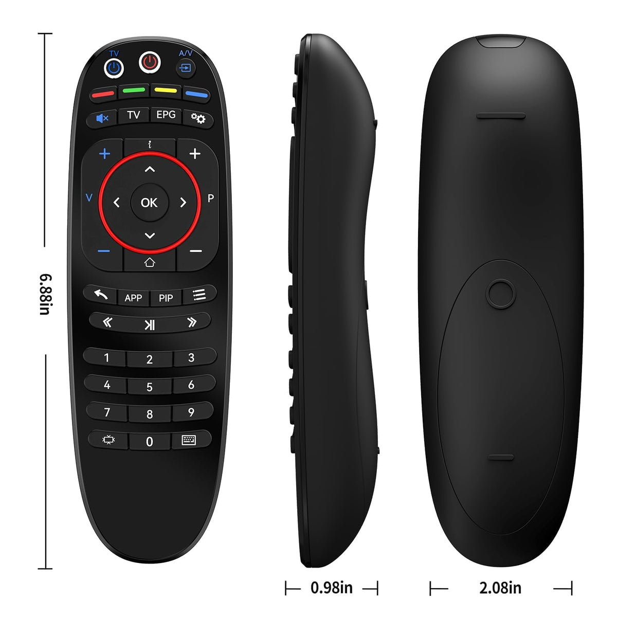 RETROSUN remote on living room couch setup showing fast restoration of TV control