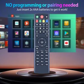RETROSUN remote held in hand controlling Superbox S1 without pairing.