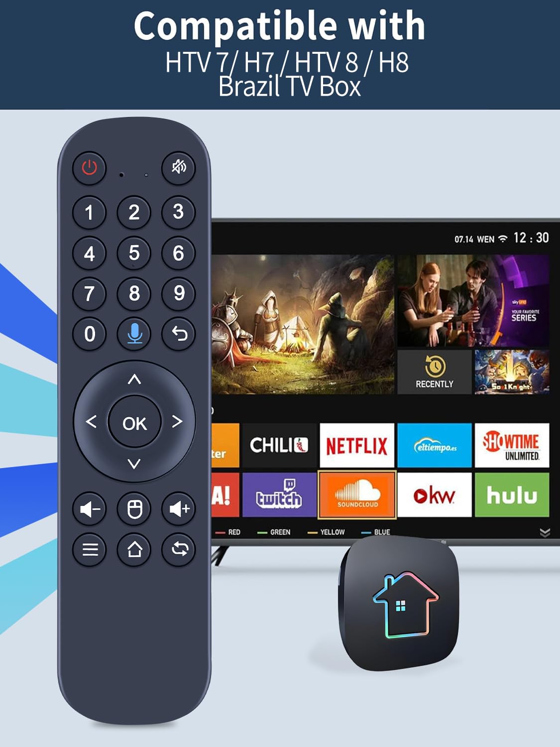 RETROSUN voice remote for HTV8 highlighting ergonomic design for comfy use