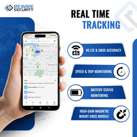 REWIRE SECURITY 104-Pro 10,000 mAh battery enables long-life tracking.