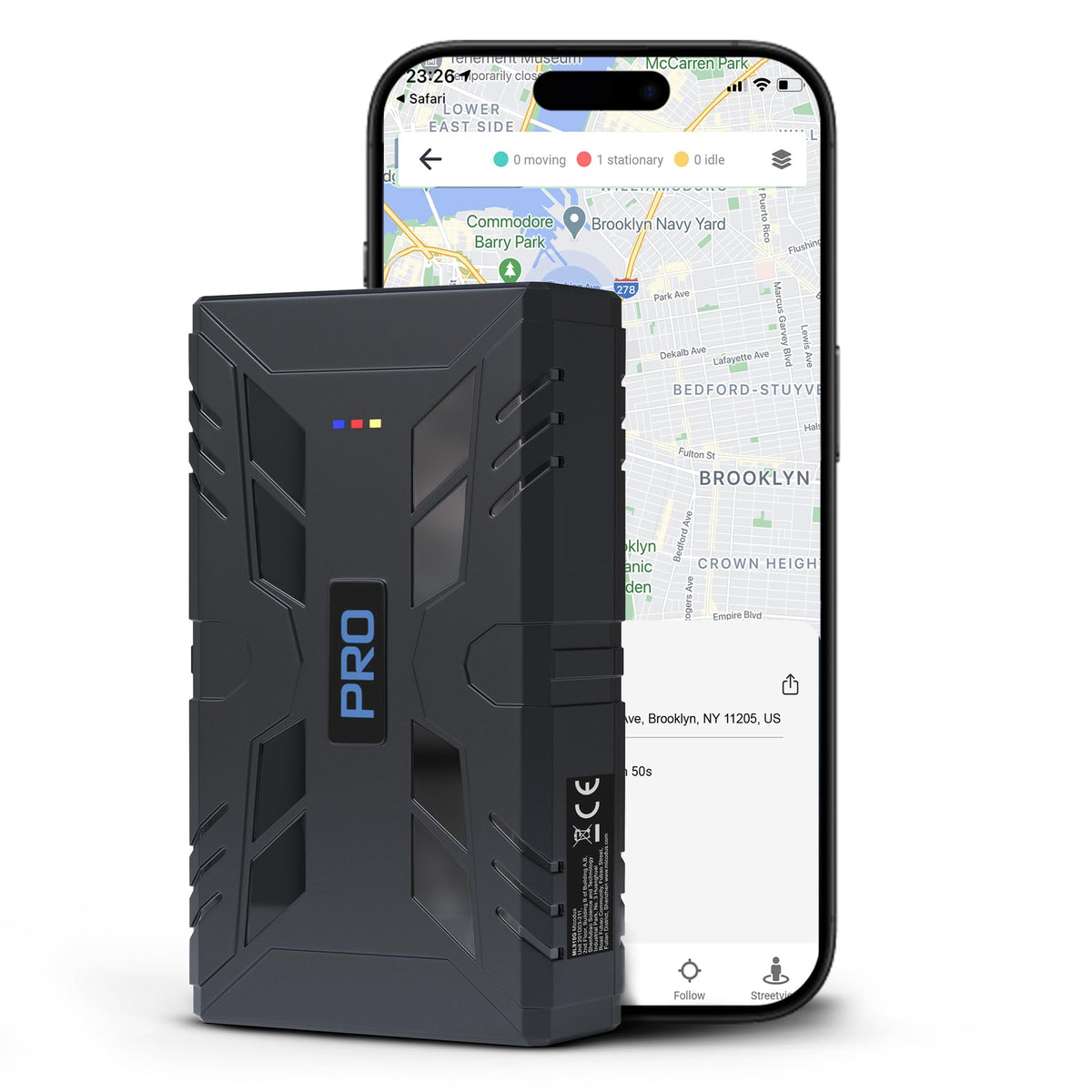REWIRE SECURITY 104-Pro magnetically mounted on a vehicle for instant location monitoring.