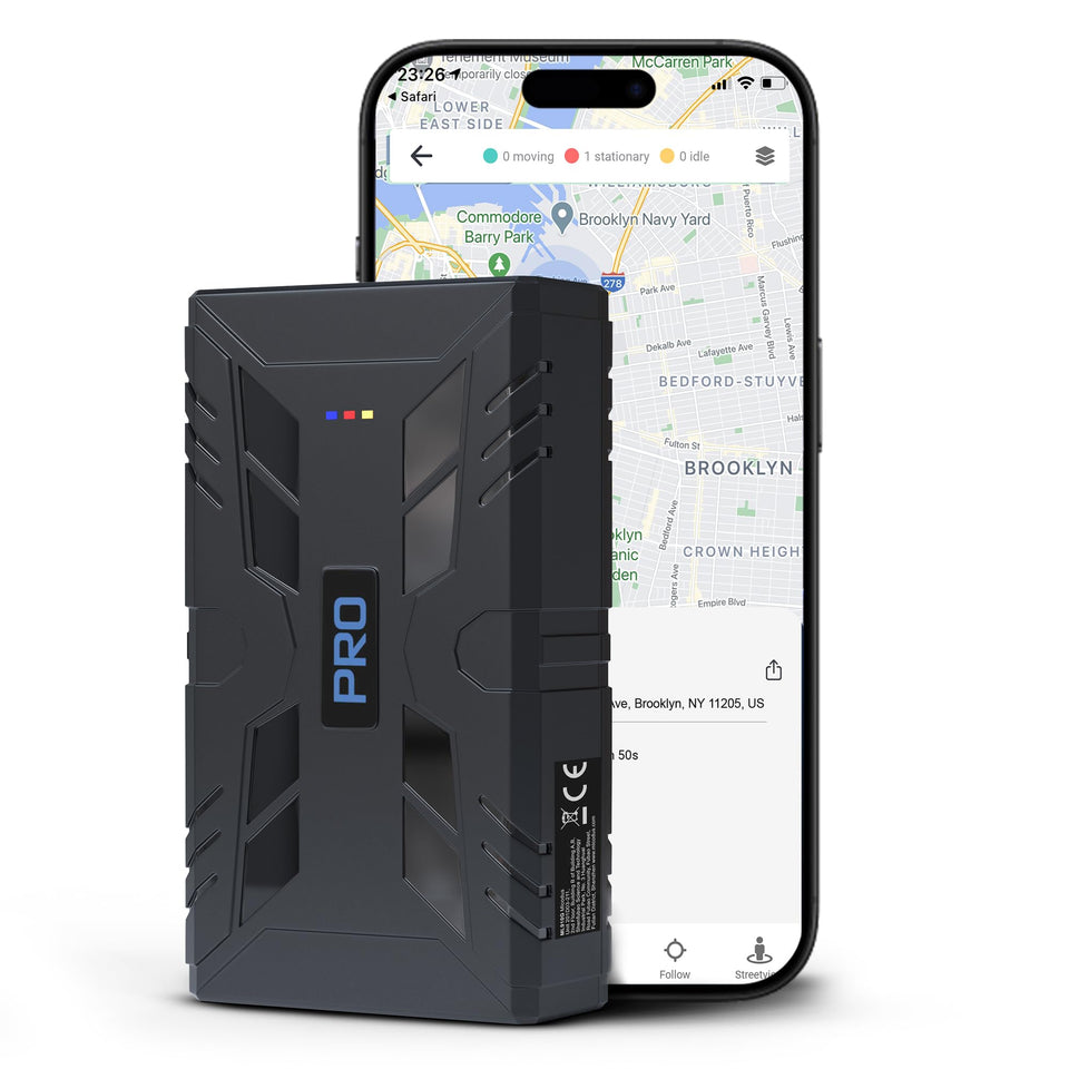 REWIRE SECURITY 104-Pro magnetically mounted on a vehicle for instant location monitoring.