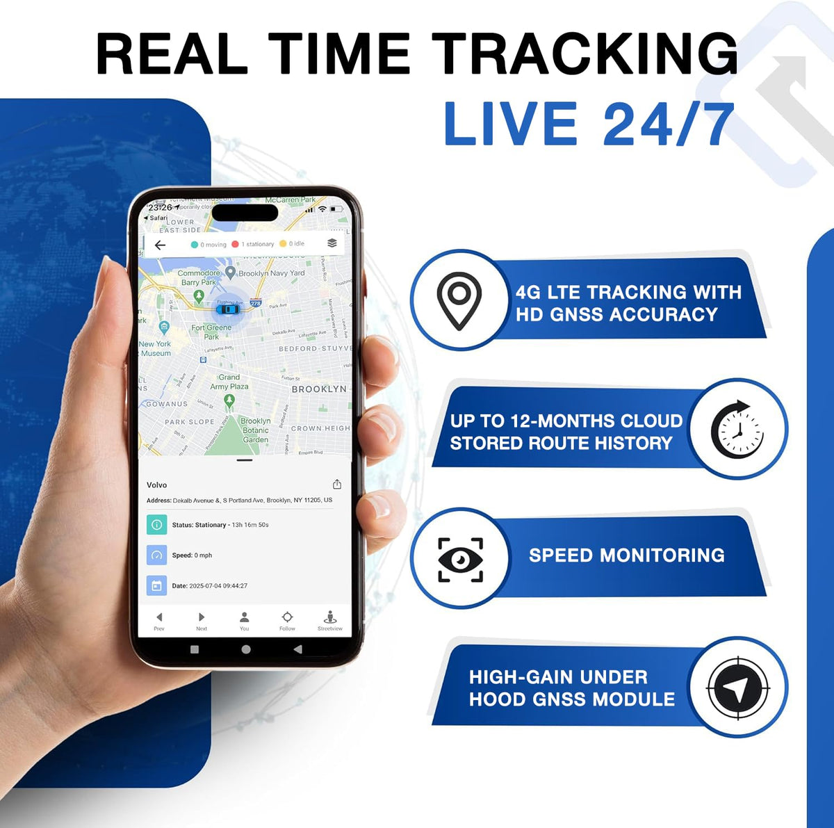 REWIRE SECURITY Geo Track Mini app screenshot with live map for instant location visibility