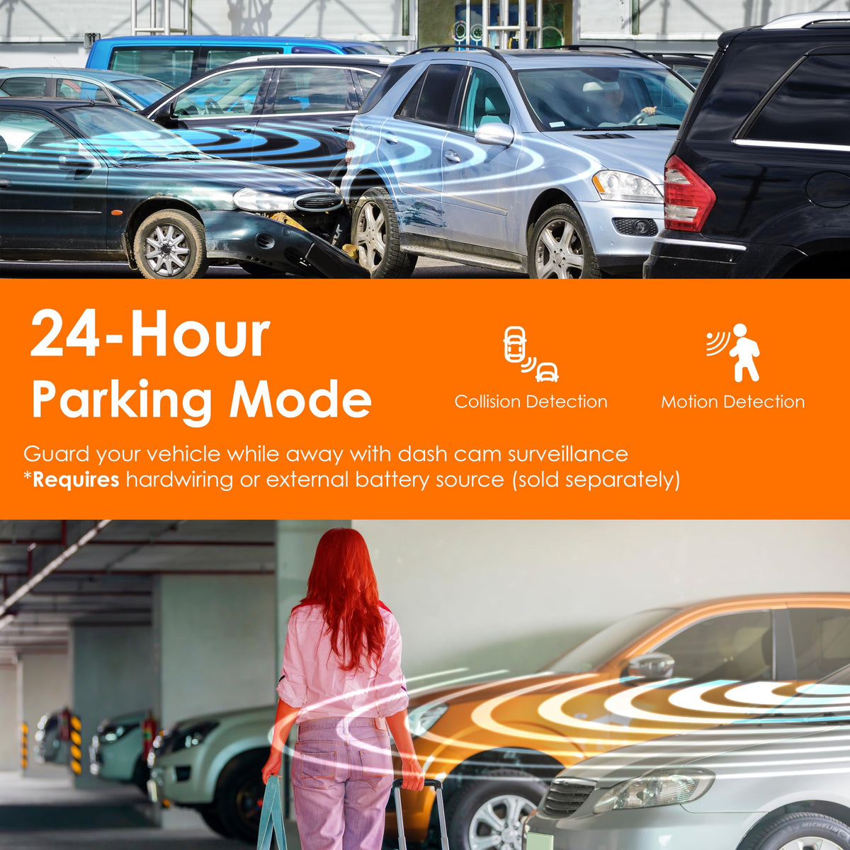 RexingUSA V1P SE parking monitor watches your vehicle while parked.
