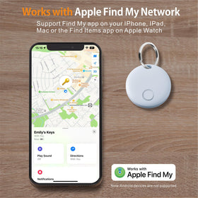 Reyke Air Tracker 4-Pack keychain shows key location via Find My network.