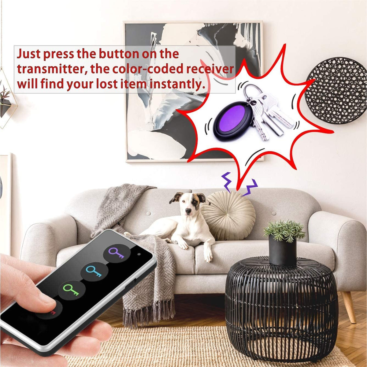 Reyke Key Finder phone tracker helps you locate your phone through walls and cushions.