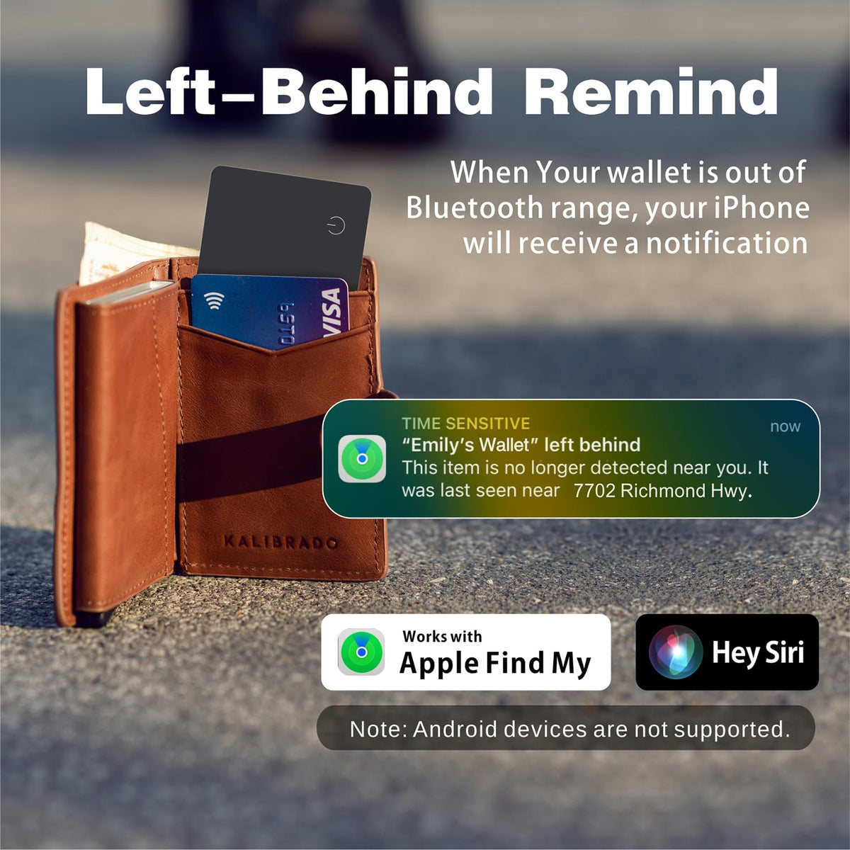 Reyke wallet-tracker charging dock shows wireless charge readiness for long use.