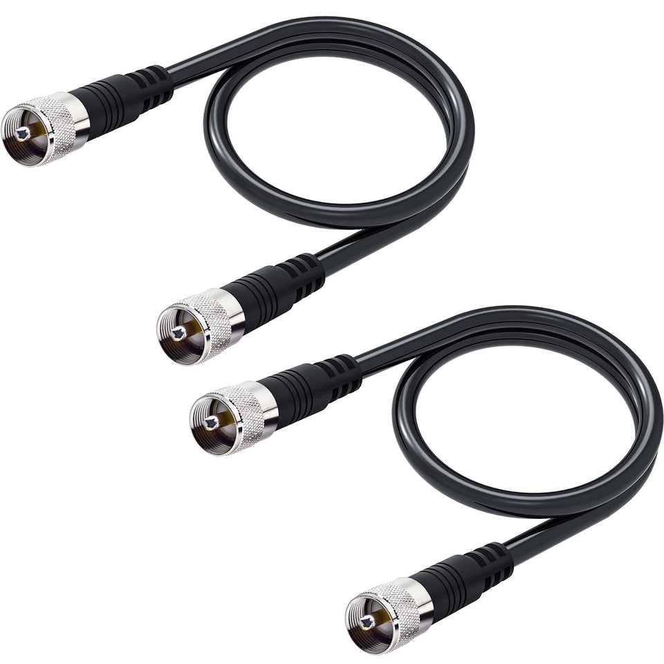 RFAdapter RG8x coax cable 2ft jumper with PL-259 connectors for ham radio setups