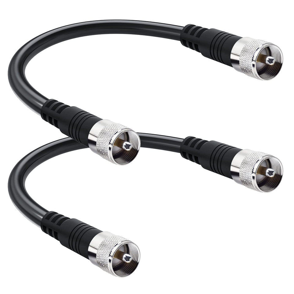 RFAdapter front packaging showing two 1ft RG8x jumper cables and product label benefits