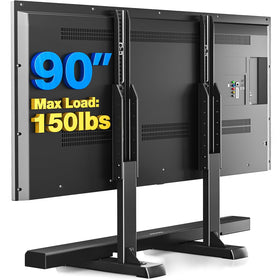 Rfiver front view of TV stand showing stable base and sleek profile benefit stability