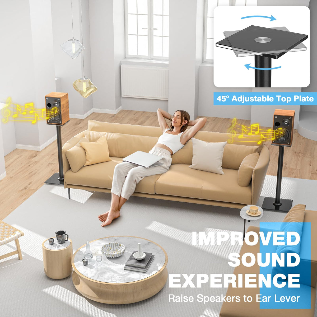 Rfiver heavy-duty glass base adds stability and style.