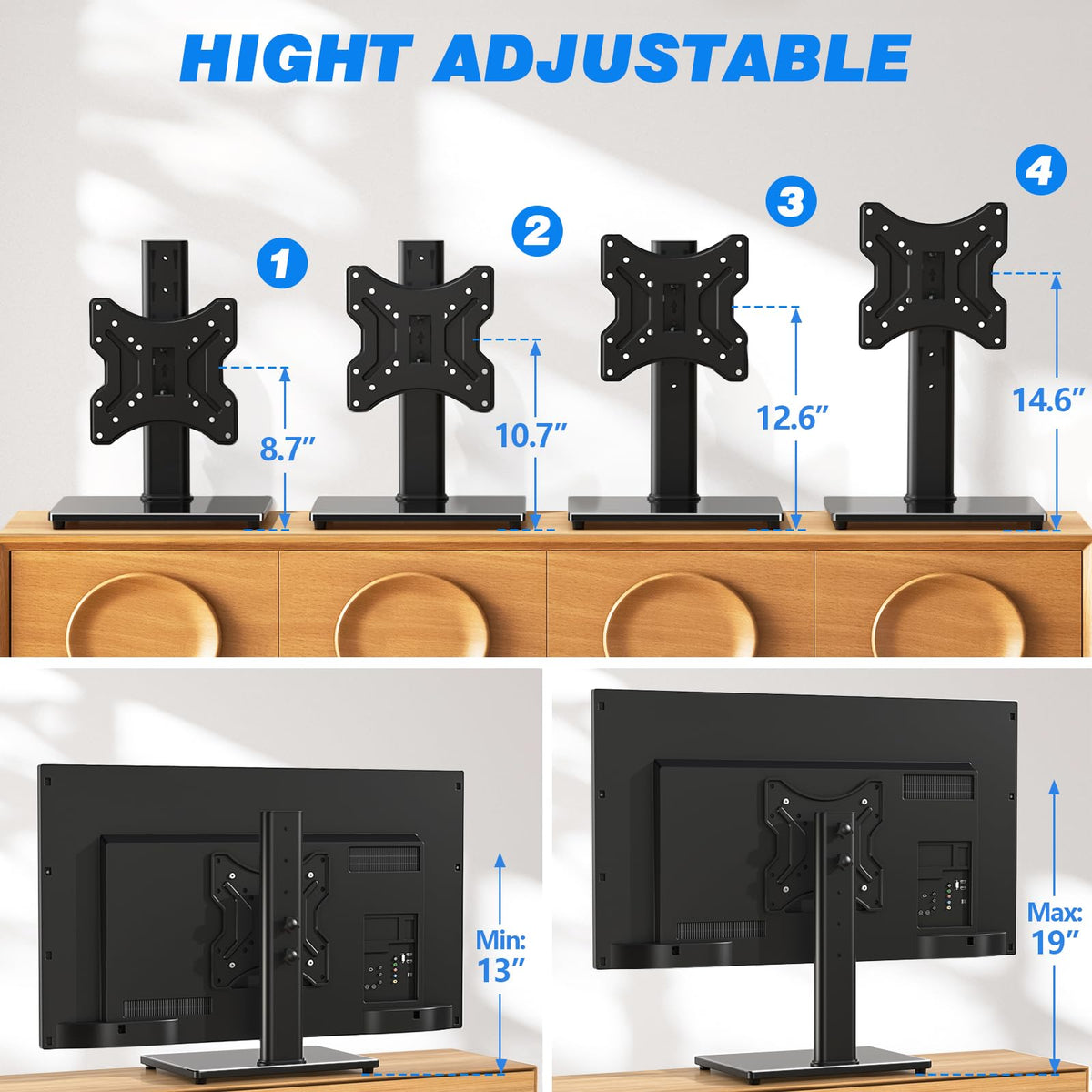 Rfiver height adjustment demonstration creating space for soundbar or devices