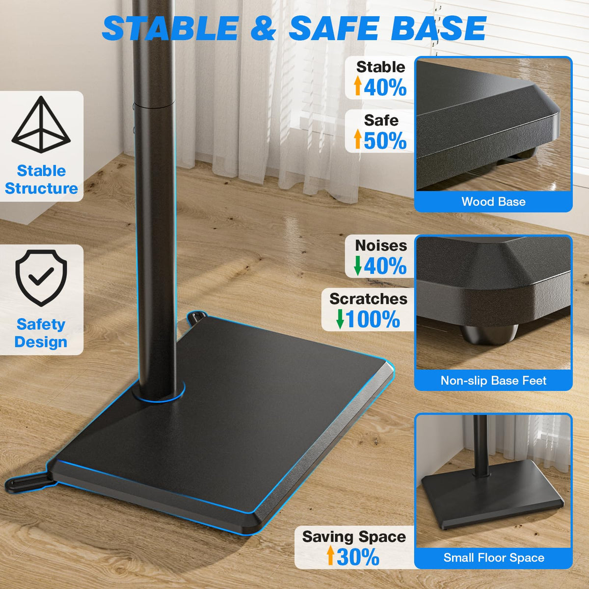 Rfiver reinforced base supports preventing tipping in corner setups.