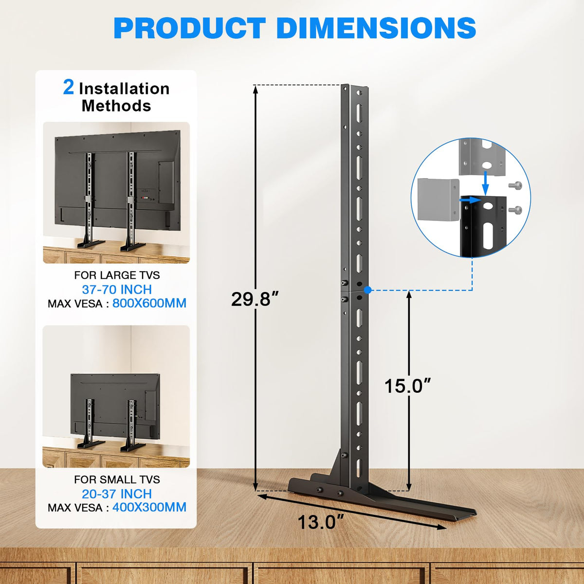 Rfiver wide base supporting a soundbar for integrated media placement benefit