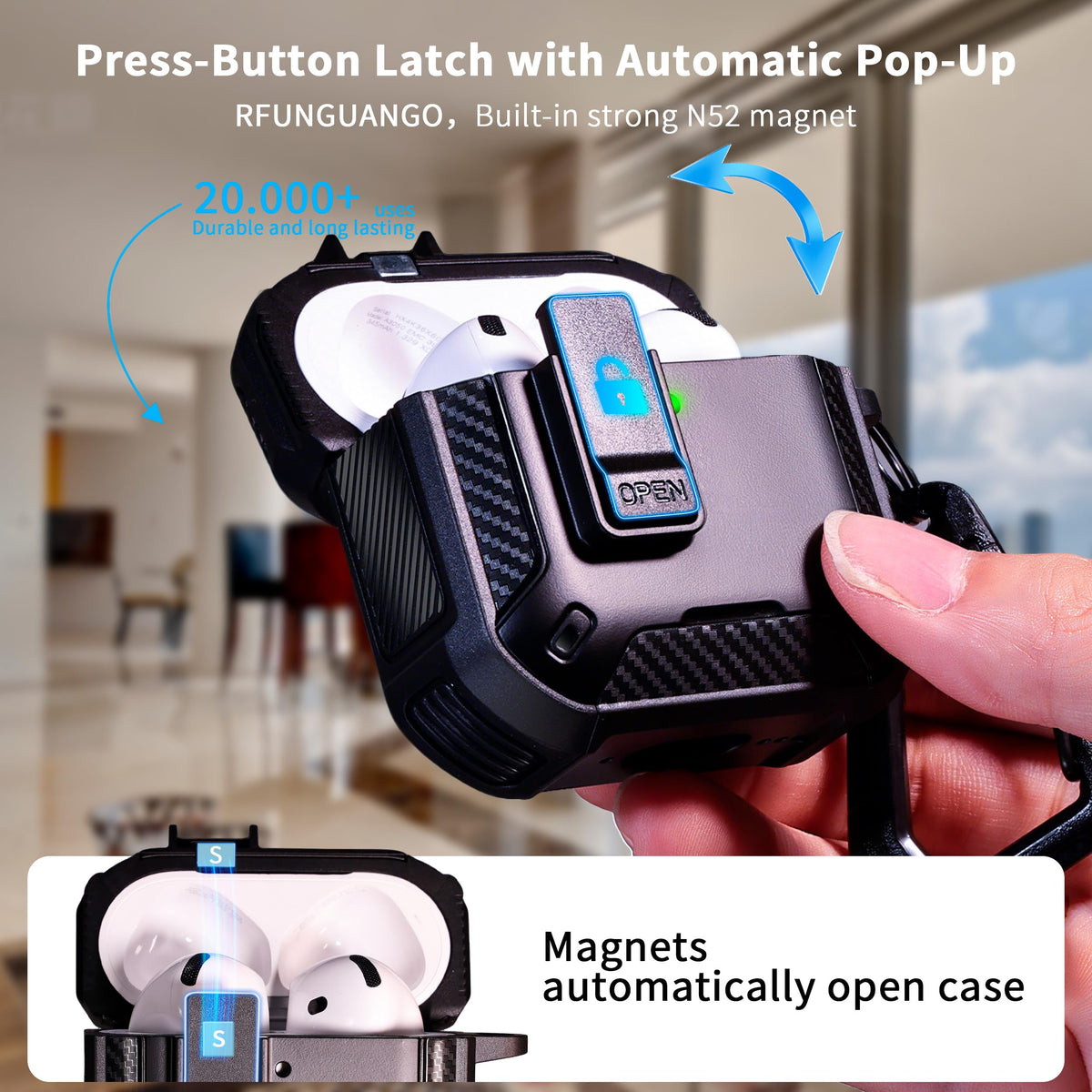 RFUNGUANGO AirPods 4 case closed lid for secure storage