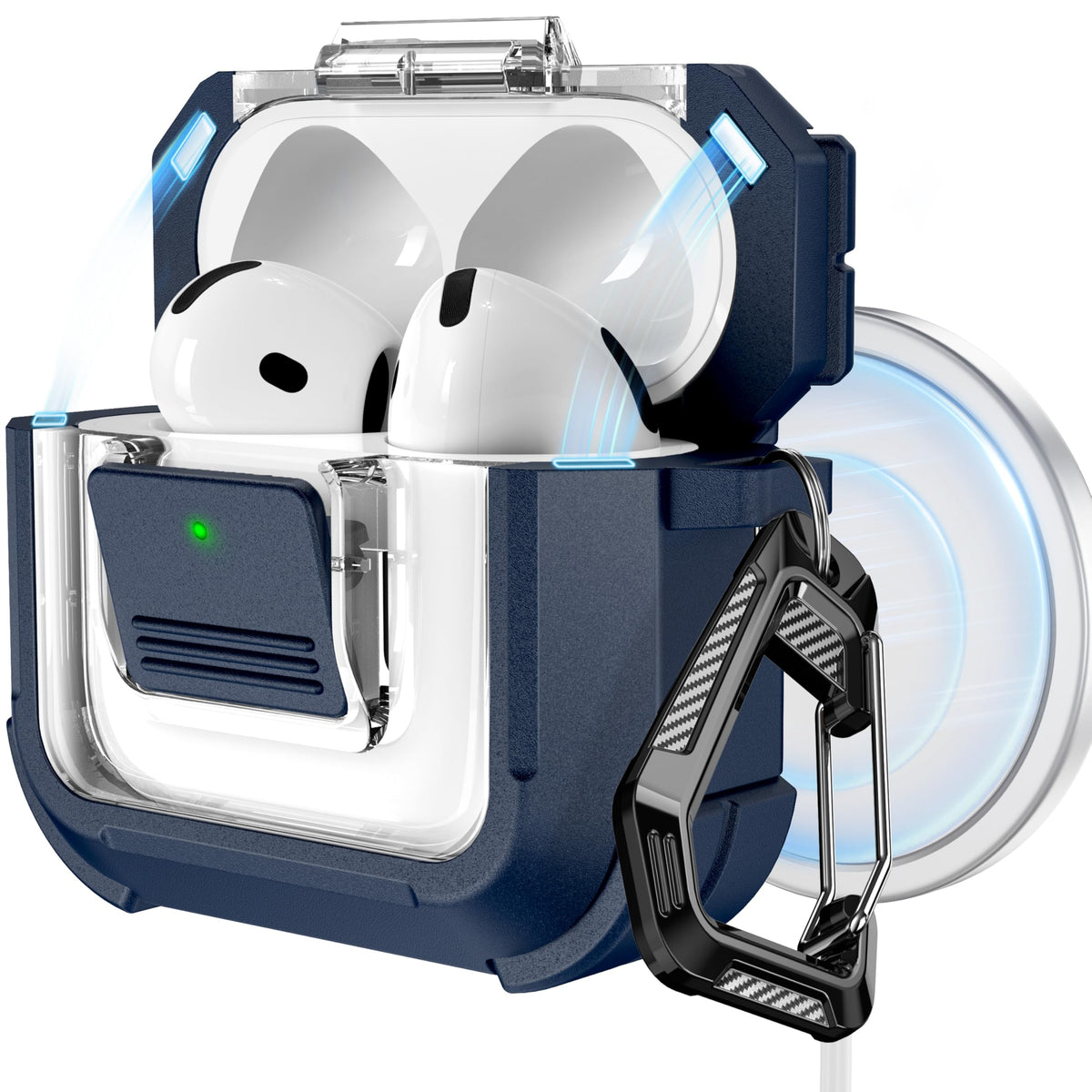 RFUNGUANGO AirPods 4 case with front LED visible for quick status checks.