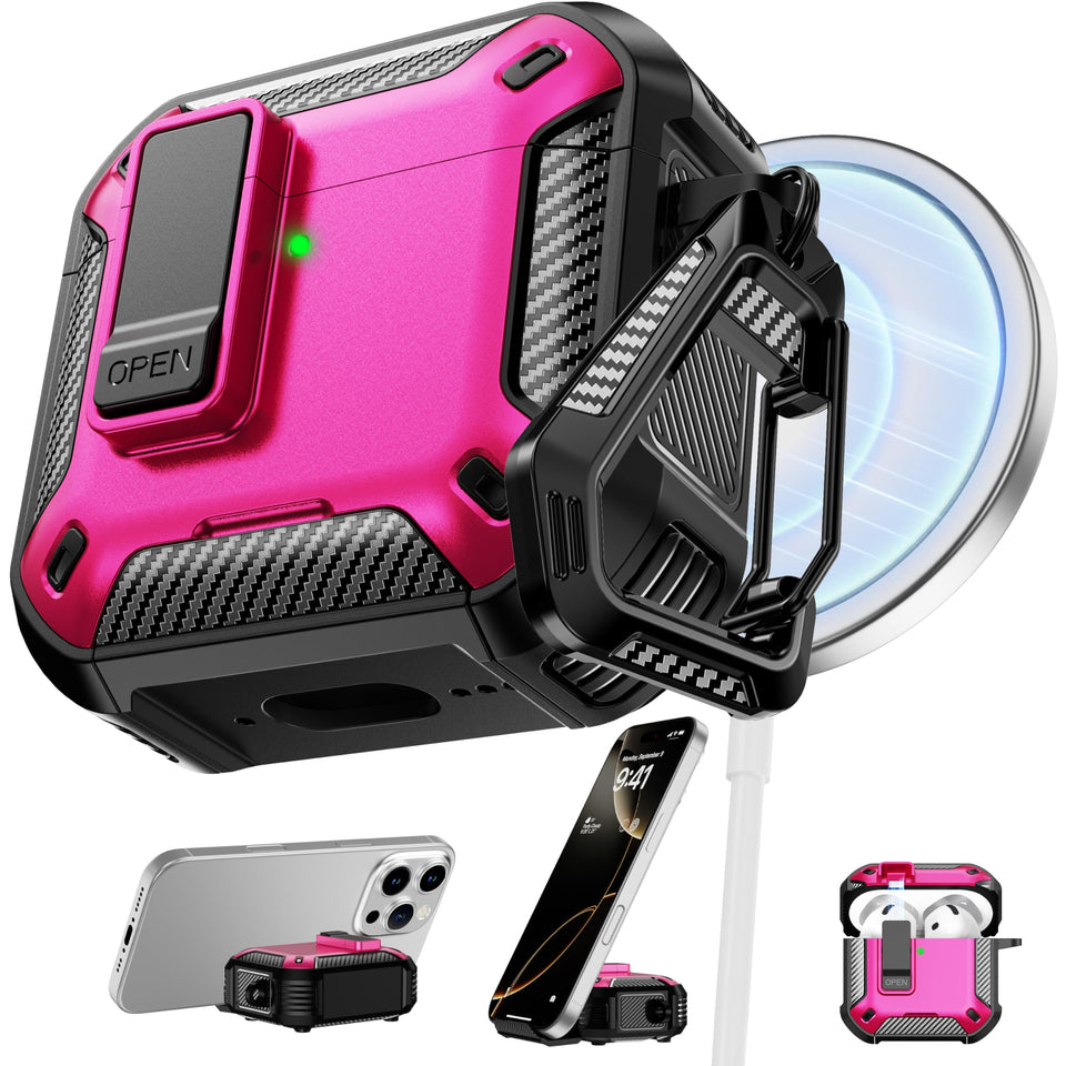 RFUNGUANGO AirPods 4 case with front magnet lock for secure travel and charging