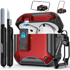 RFUNGUANGO AirPods 4th Gen case front view in red showing secure protection