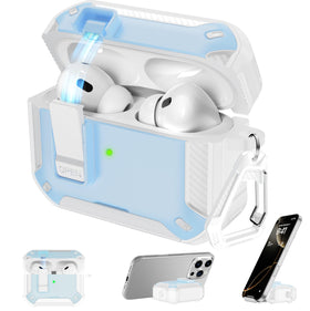 RFUNGUANGO AirPods Pro 2 case with phone holder for on-the-go viewing.