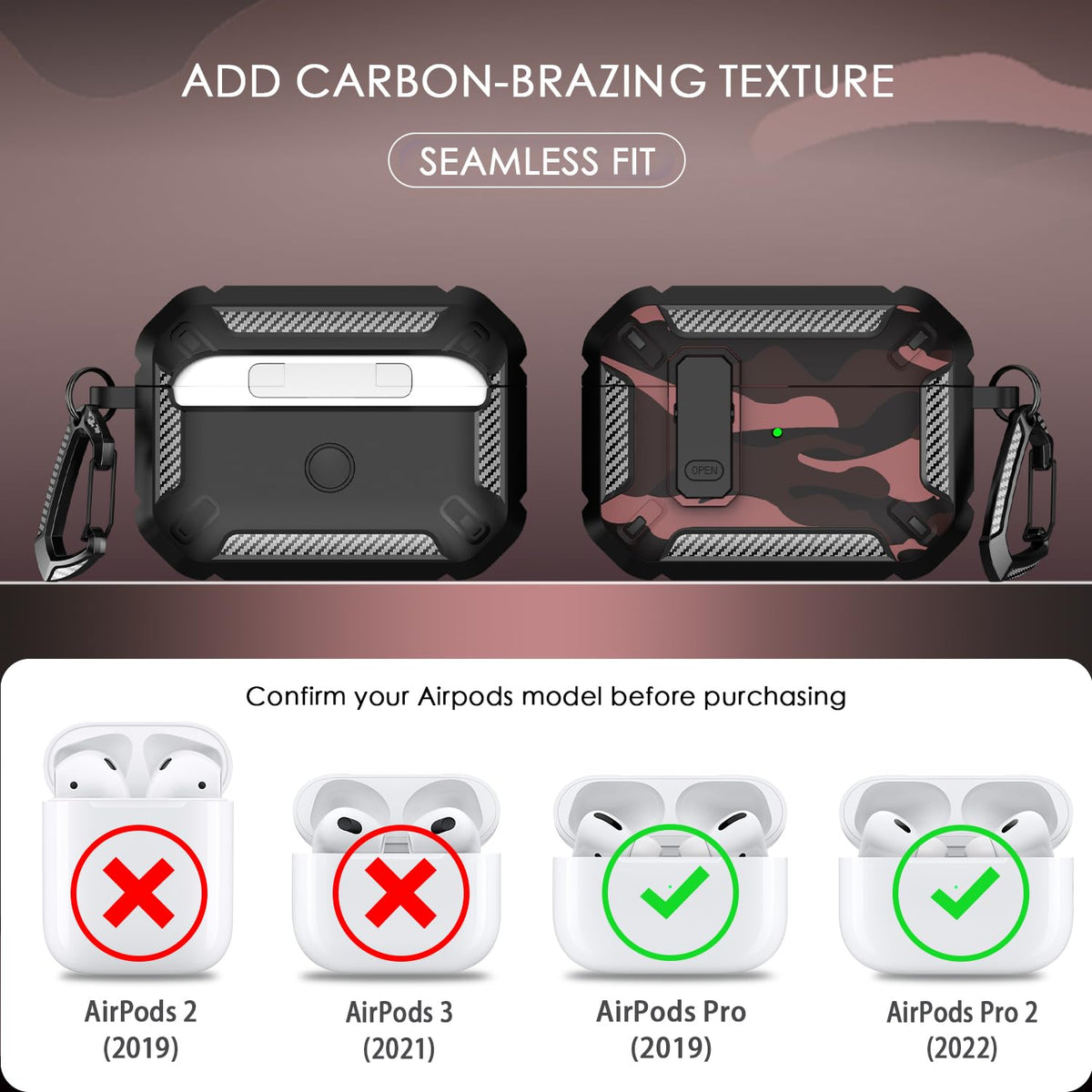 RFUNGUANGO AirPods Pro 2 case back view highlighting durability