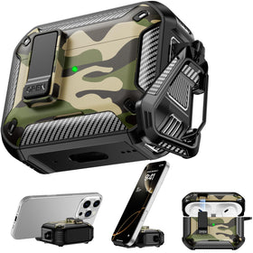 RFUNGUANGO AirPods Pro 2 case front view in camouflage offering rugged protection.