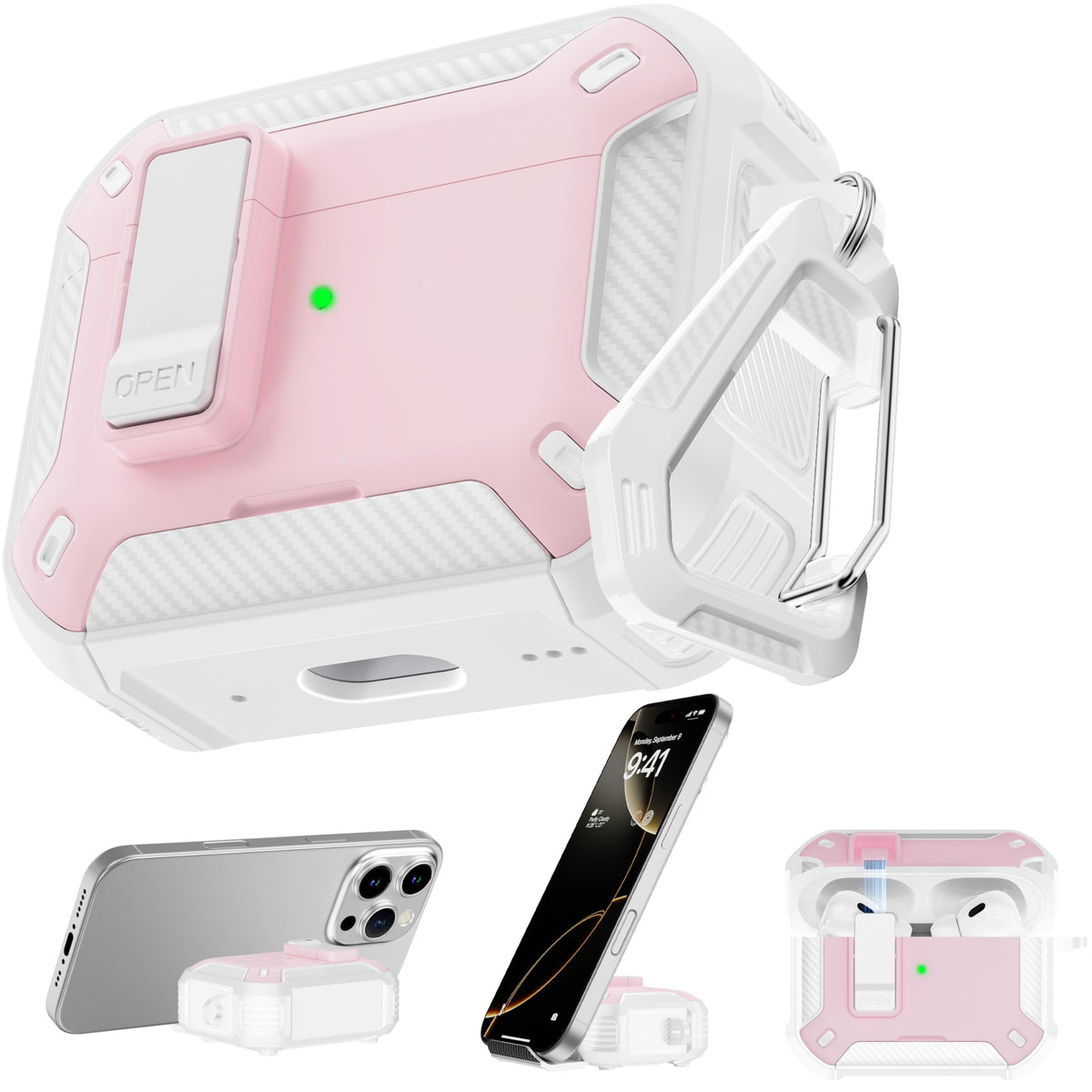 RFUNGUANGO AirPods Pro 2 case front view with secure lid for protection