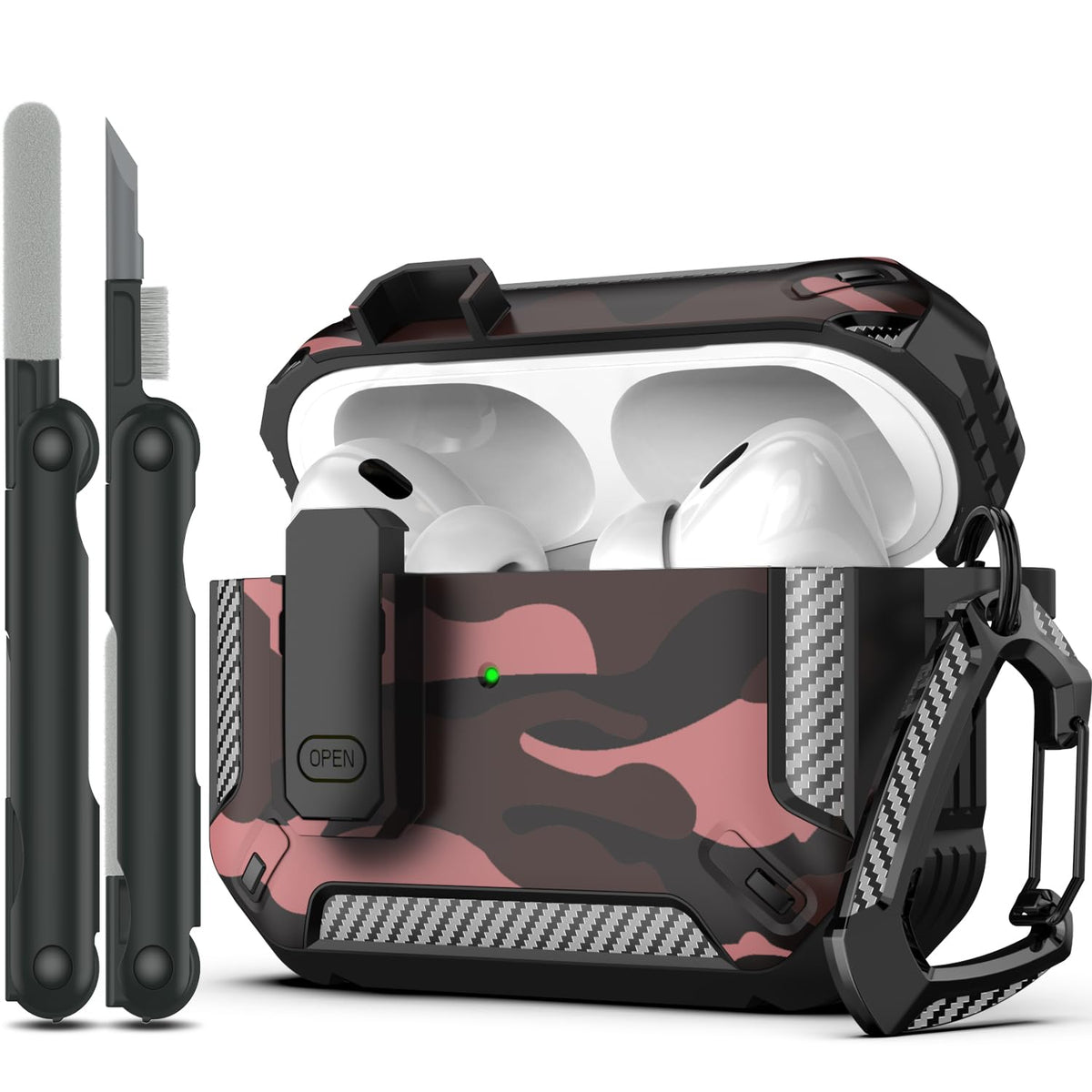 RFUNGUANGO AirPods Pro 2 case front view with visible LED during charging