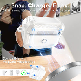 RFUNGUANGO AirPods Pro 2 case shows MagSafe-ready back magnets for wireless charging.