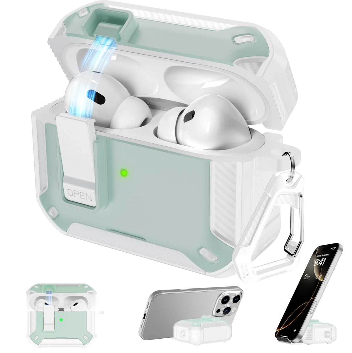 RFUNGUANGO AirPods Pro 2 case with phone holder for hands-free use