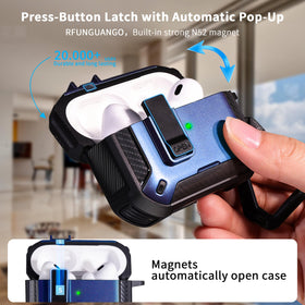 RFUNGUANGO AirPods Pro 2 case blue; side view compact and portable
