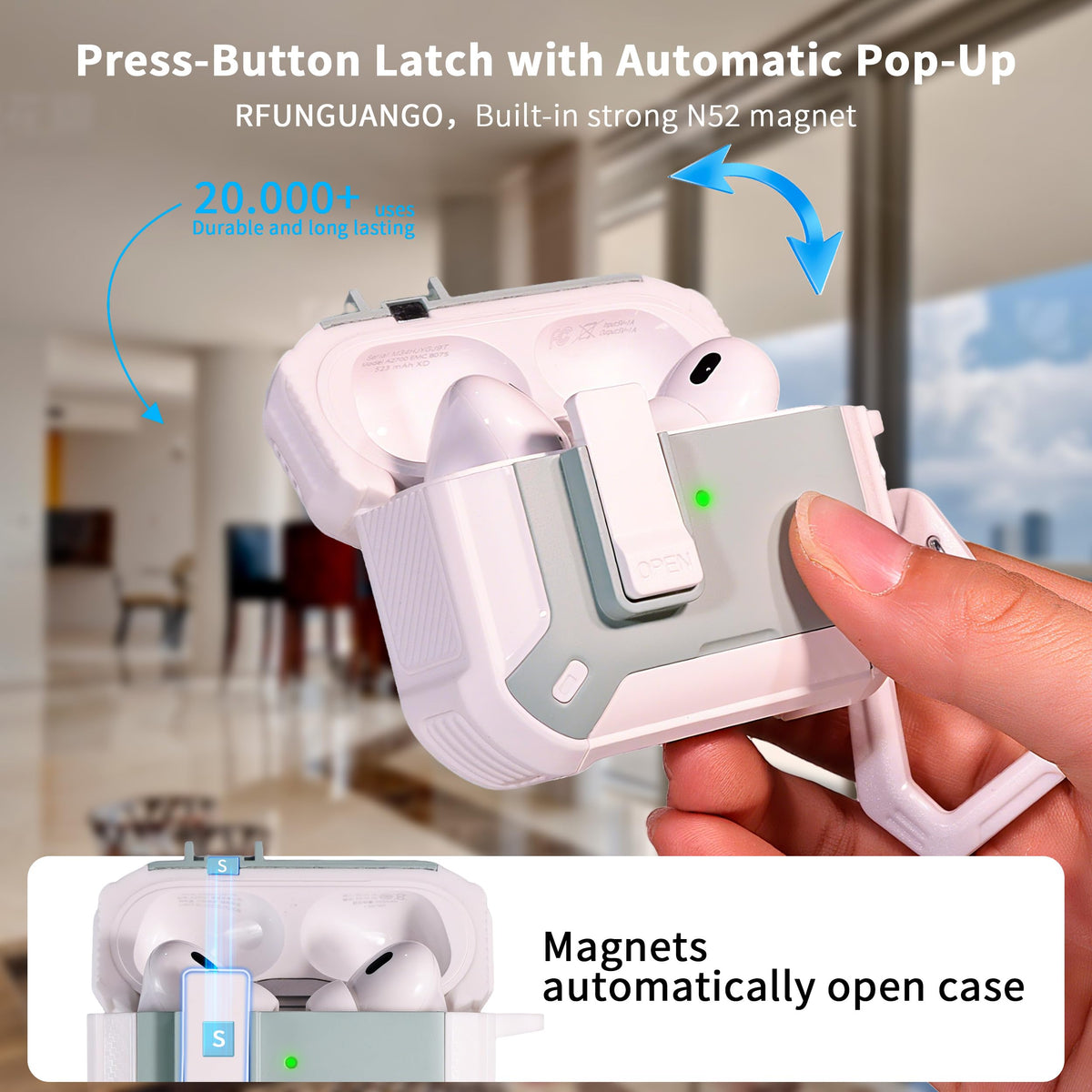 RFUNGUANGO AirPods Pro 2 case white mint color adds stylish protection