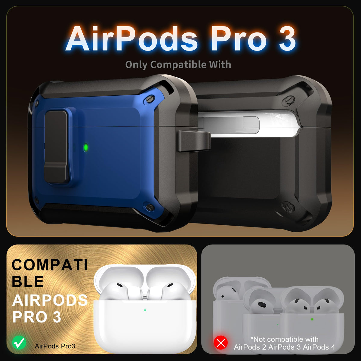 RFUNGUANGO AirPods Pro 3 case with auto-pop top for easy opening
