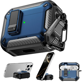 RFUNGUANGO AirPods Pro 3 case in blue, front view showing sleek protector.