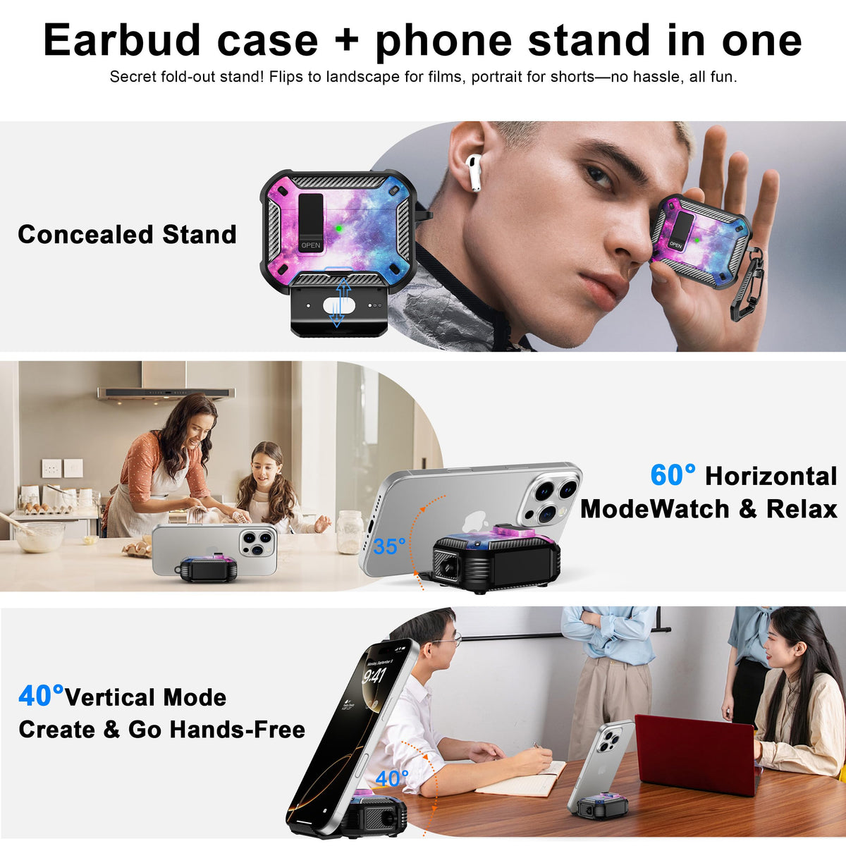 RFUNGUANGO AirPods Pro 3 case attached to bag with carabiner